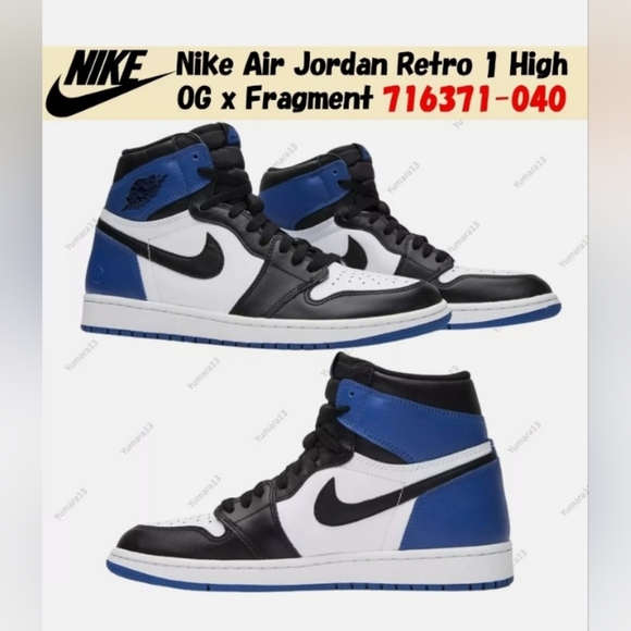 Authentic Nike Air Jordan Retro 1 High OG Black White Blue Size 101/2 - Picture 1 of 16